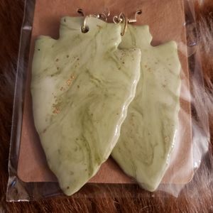Arrowhead polymer clay earrings green